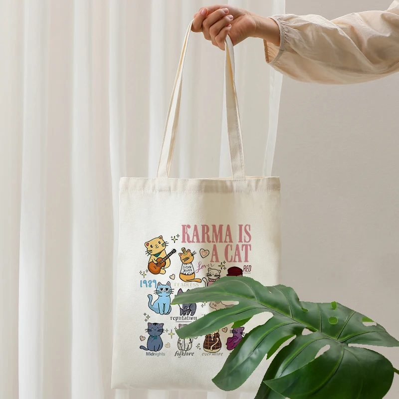 Swifitie Karma Is a Cat Pattern Сумки-тоут для женщин Складная большая летняя дорожная сумка