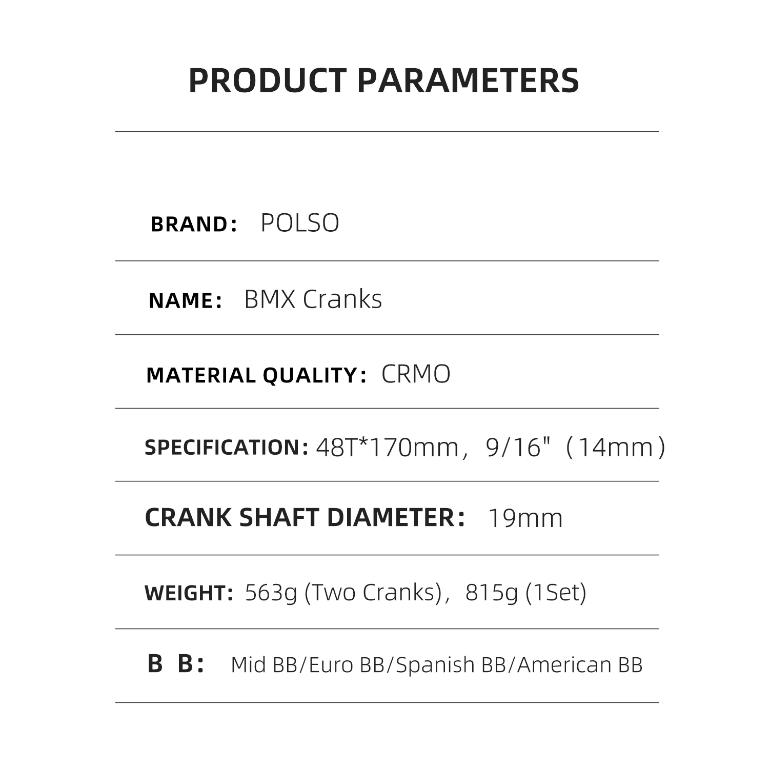 Шатун и педаль POLSO BMX 48T 170 мм 9/16 CRMO