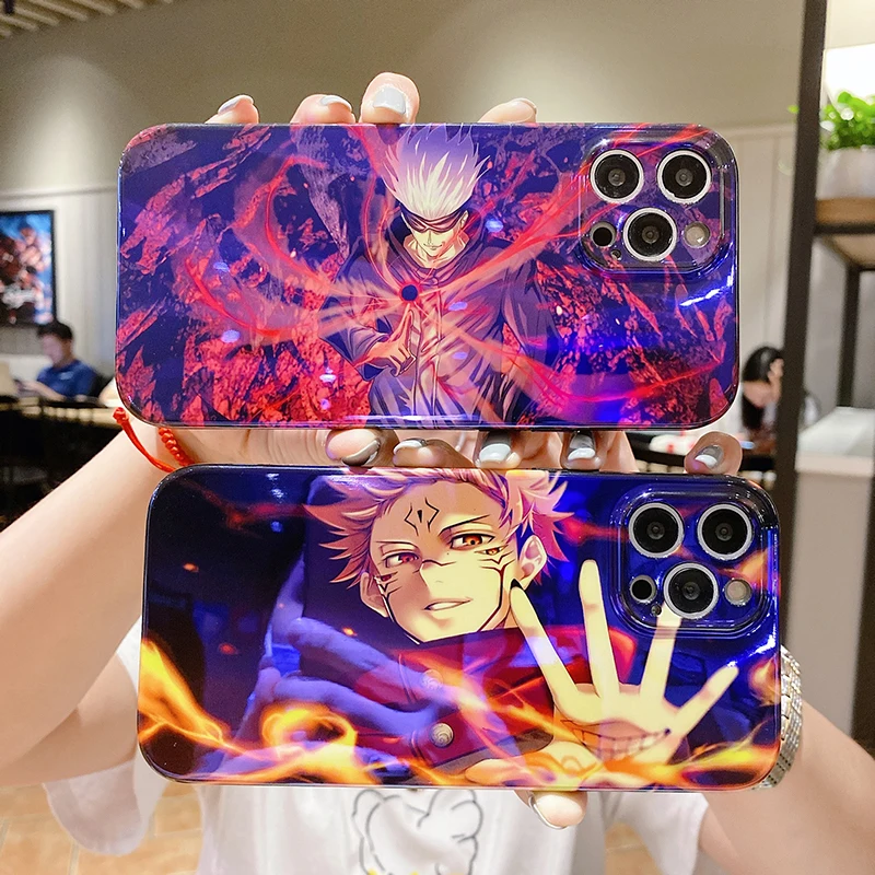 

Anime Glossy Blu-Ray Jujutsu Kaisen Gojo Satoru Phone Case for Iphone 14 13 12 11 Pro Max XS 8Plus XR Cartoon Soft Silicon Cover