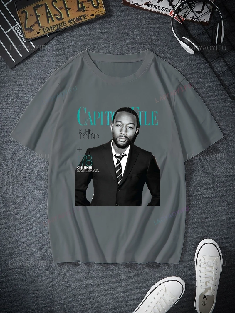 John Legend Classic Poster Printed Shirt Everyday Casual Street Top Spring/summer Fashion Cotton Men's 0 Neck T-shirt