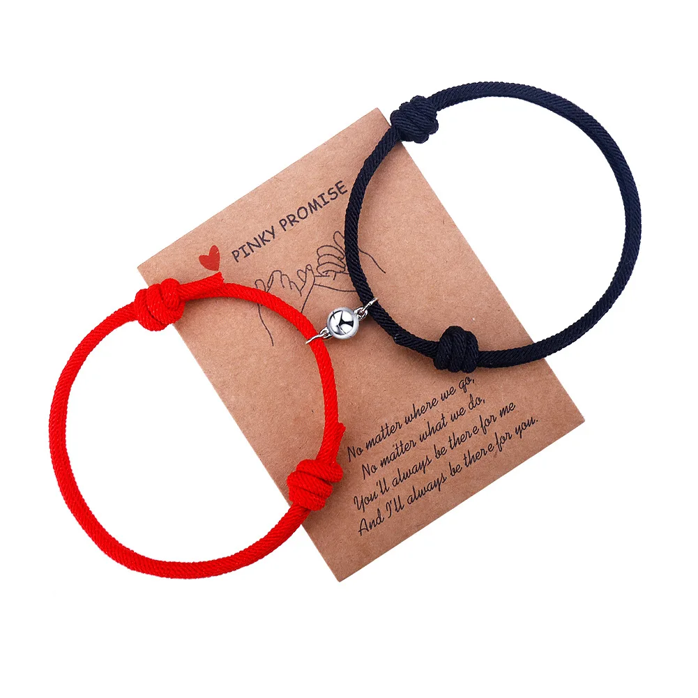 

1Pair Handmade Magnet Couple Bracelet Adjustable Rope Lucky Charms Bracelet 14 Styles Gifts Wholesale Items for Business