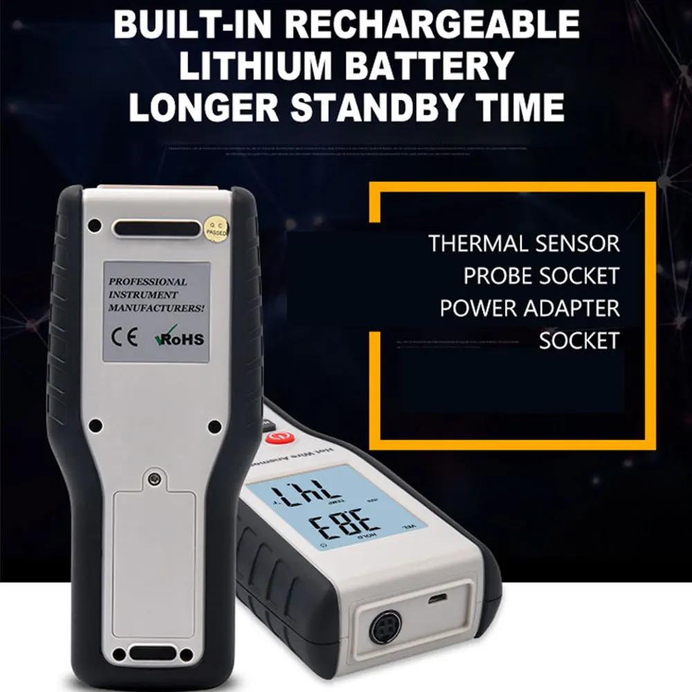 Anemômetro Térmico de Alta Precisão Ferramenta de Medição à Mão Anemômetro Temperatura do Vento e Volume de ar Instrumentos de Medição Ht9829