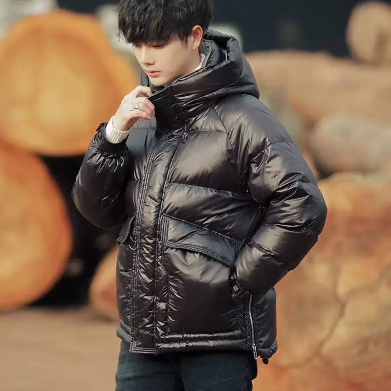 Winter Hooded Jacket Men Parkas Warm Long Sleeve Thick Coat Zipper Outerwear Puffer Korean Fashion Coats