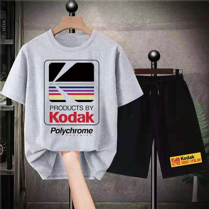 Summer Wild Kodak Men Set T Shirt and Shorts Sets 100 Cotton T-Shirts Women Tracksuit 2 pieces Print Korean Style Free Shipping