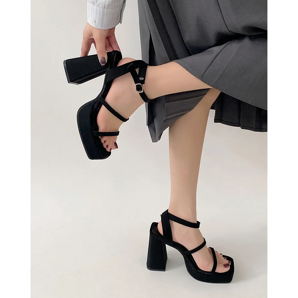 

Женские универсальные босоножки, черные босоножки на толстом каблуке, Новинка лета 2023