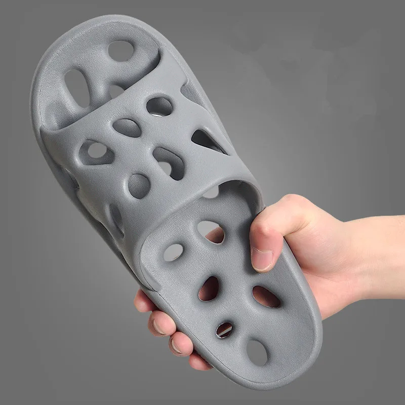 Hollow-out Summer Slippers Women Men Soft Sole Indoor Slides Sandals Couple Shoes Non-Slip  Home Bathroom Slippers