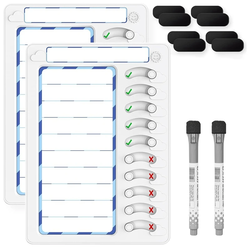 Chore Chart For Kids Dry Erase Board To Do List Checklist Task Fridge With 10 Sliders 2 Pack Durable