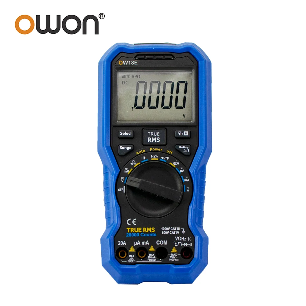Умный Цифровой мультиметр OWON OW18E, 4 1/2 цифр, True RMS, высокая точность, ЖК-дисплей, беспроводное соединение, запись данных, автоматическая запись