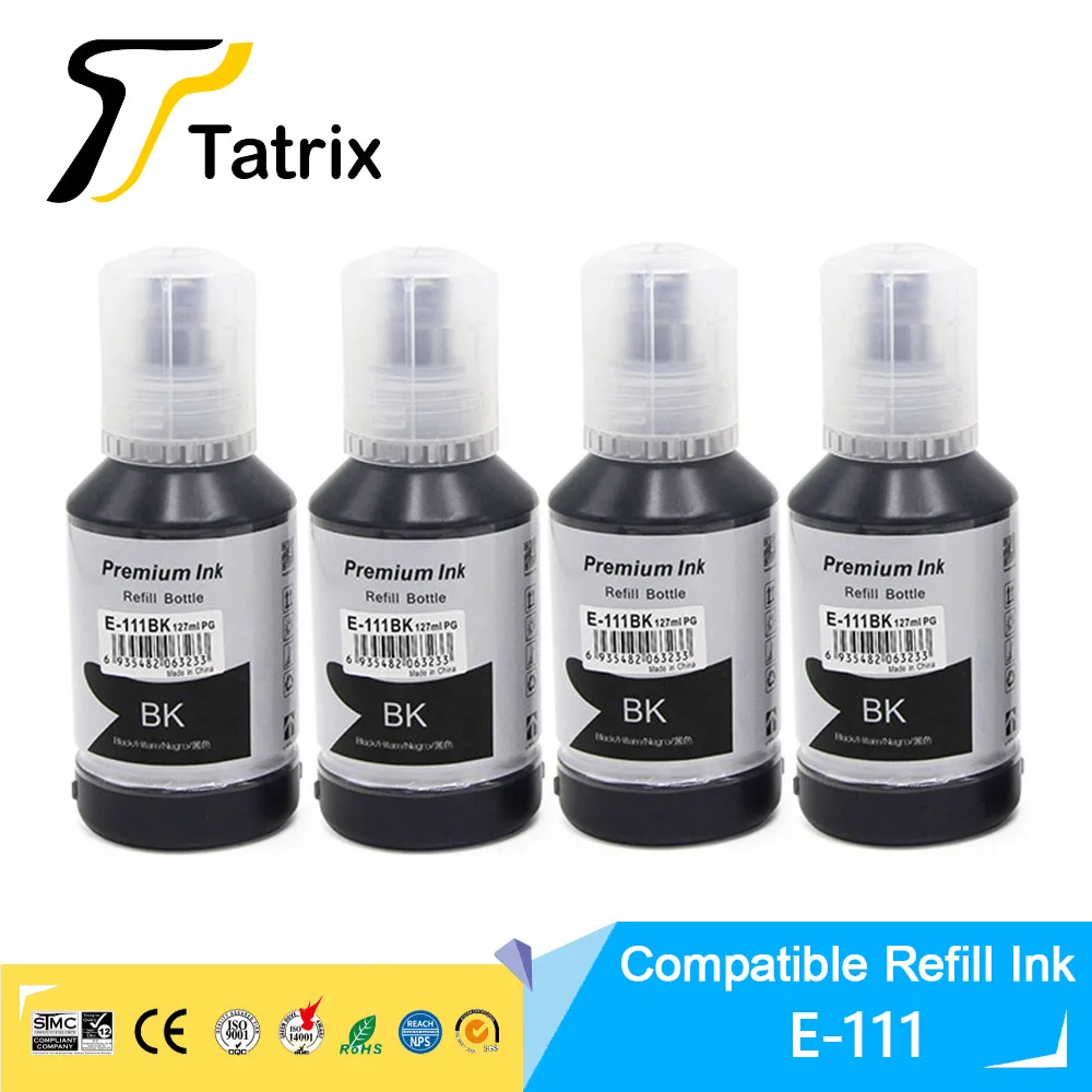 Tatrix Refill Ink 111 Black Compatible Bulk Bottle Refill Ink for Epson ET-M1100/M1120/M1140/M1170/M1180/M2120/ M2140 Printer