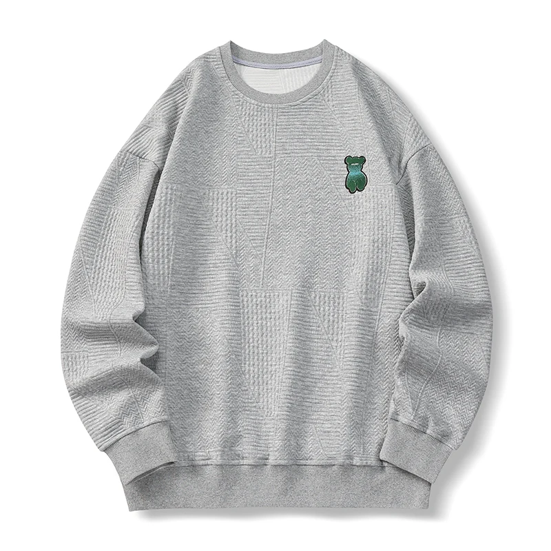 

Spring and Autumn fashion solid color round neck sweatshirt for men, ins style, no hood, loose fit, long sleeves T-shirt.