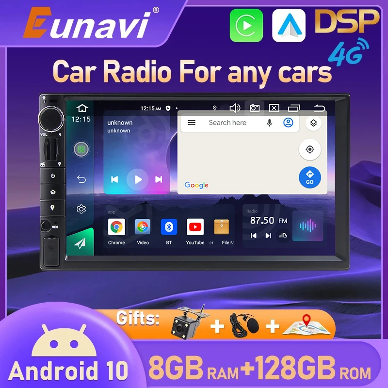 

Eunavi DSP 2 Din Android Car Radio Multimedia Player 4G 64GB Universal Autoradio Stereo Audio HD Screen GPS Navigation NO DVD