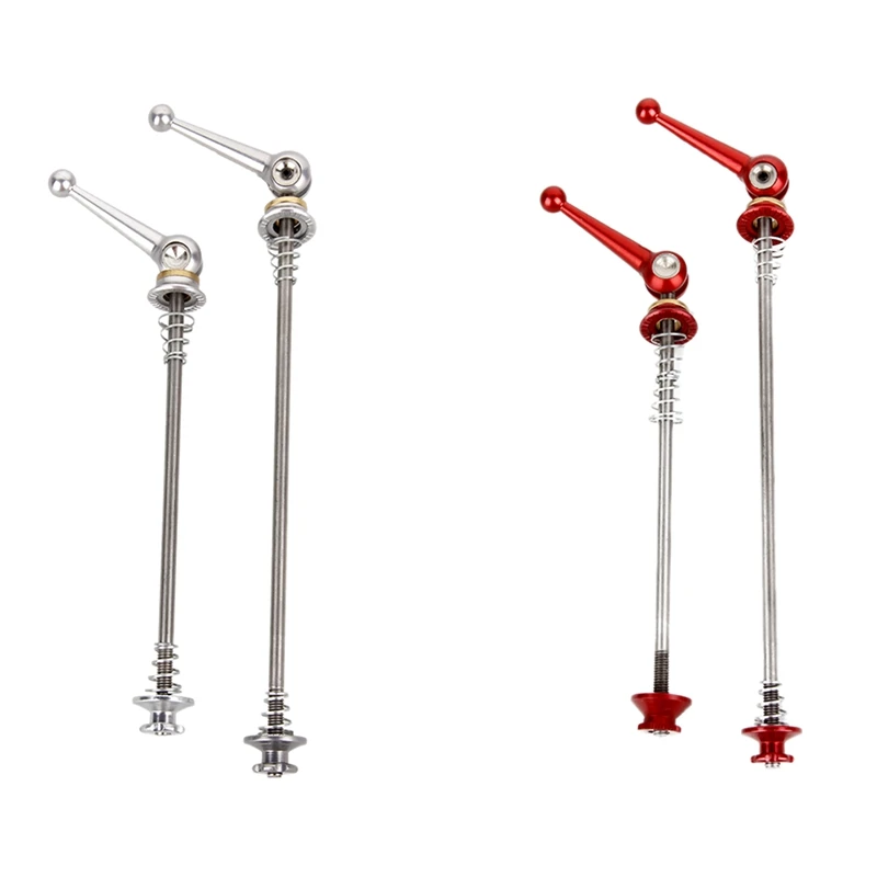 

2 Pair Bicycle Skewers 1 Pair Ultralight Titanium Quick Release Bicycle Hub Skewers For MTB Road Bike,Silver & Red