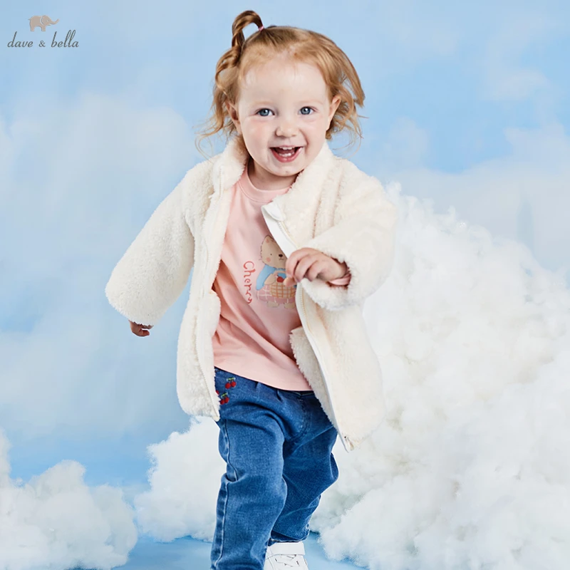 

Dave Bella Kids Autumn Winter Coats Children Outerwear Warm Jacket Solid Color Baby Girls Jackets for Children Clothing DB4677-C