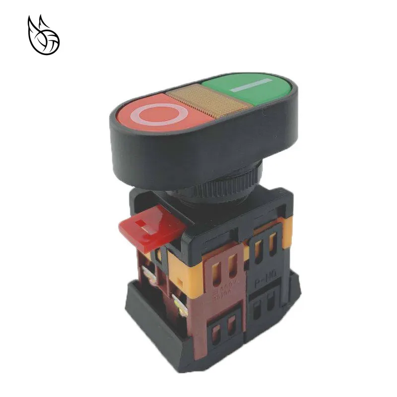 

Self Reset Yellow Indicator Double Push Button Switch 10A AC220V