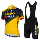 Комплект одежды для велоспорта JUMBO VISMA, комплект из дышащей Джерси с коротким рукавом для горного велосипеда, шорты с нагрудником для спорта на открытом воздухе, летняя одежда для велоспорта, 2022