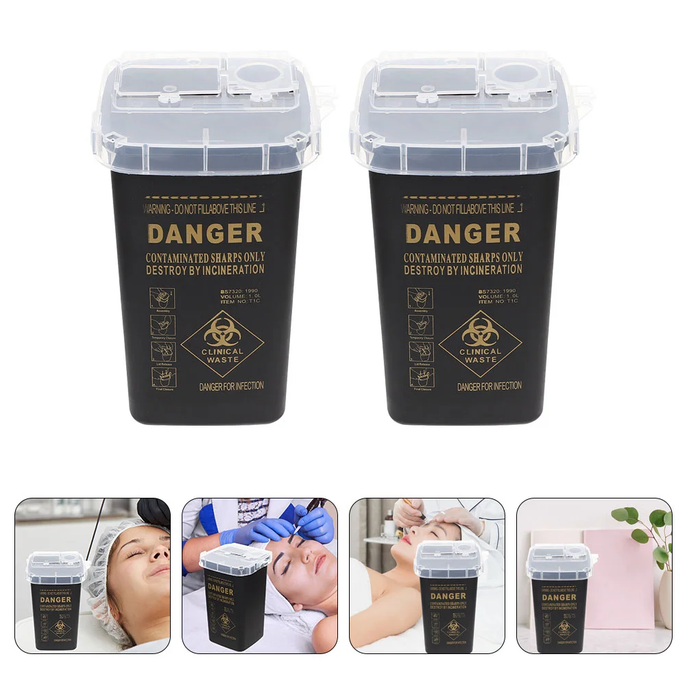 

2 Pcs Look Back Barrel Mini Sharps Can Blade Case Disposal Supply Abs Containers Needles