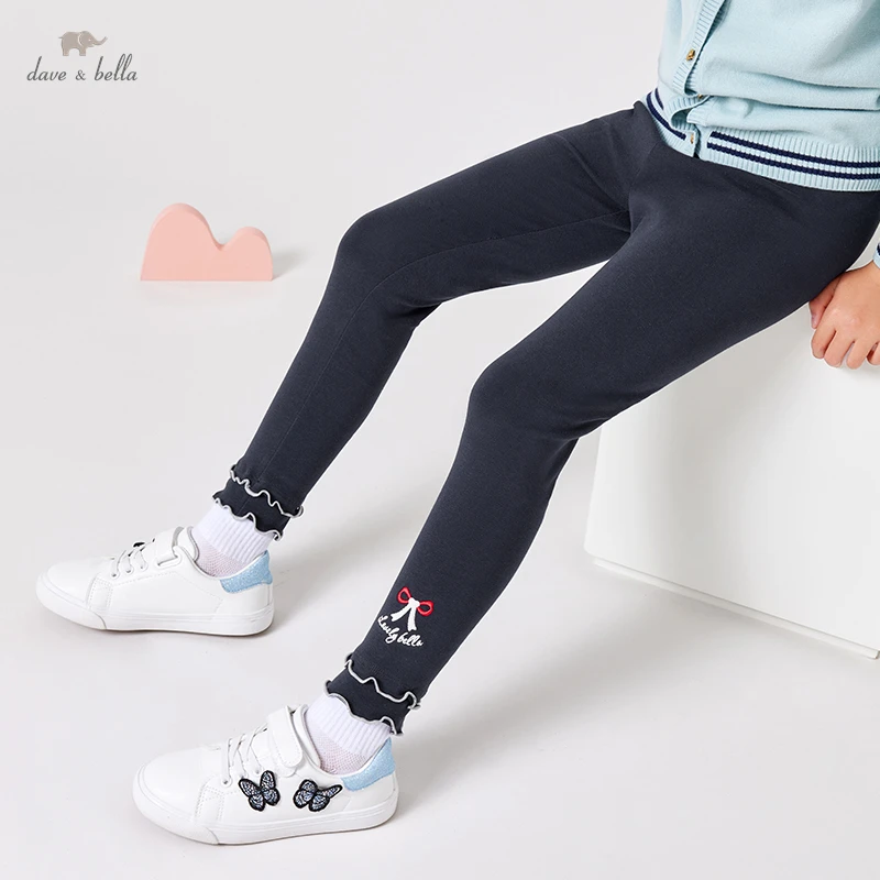 

DK3222228 Dave Bella Autumn 5Y-13Y Kids Girls Fashion Embroidery Pockets Pants Children Boutique Casual Full-Length Pants