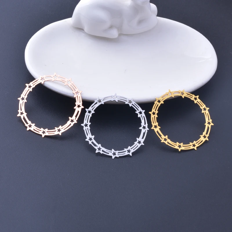 6 шт. 35 мм филигранная звезда гирлянда подвески цвета розового золота круглые