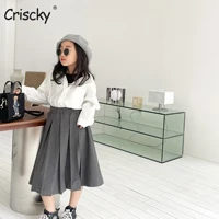 criscky girls 2022 spring pleated skirt casual solid children clothing for lovely small fresh baby girls skirt with shorts