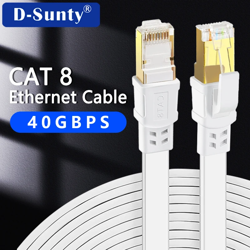 Ethernet-кабель D-Sunty Cat 8, Сетевой экранированный соединительный кабель RJ45 5 м, 10 м, 15 м для модема, маршрутизатора Cat 8, кабель Ethernet
