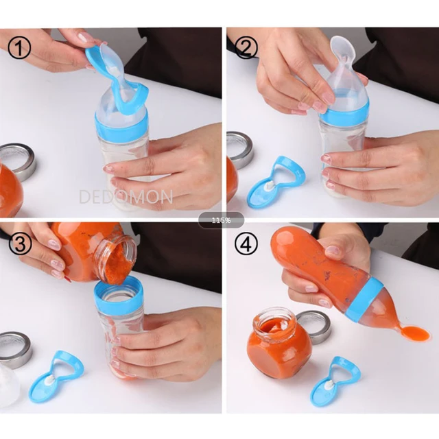 Squeezing Feeding Bottle Silicone Newborn Baby Training Rice Spoon Infant Cereal Food Supplement Feeder Safe Tableware Tools 6