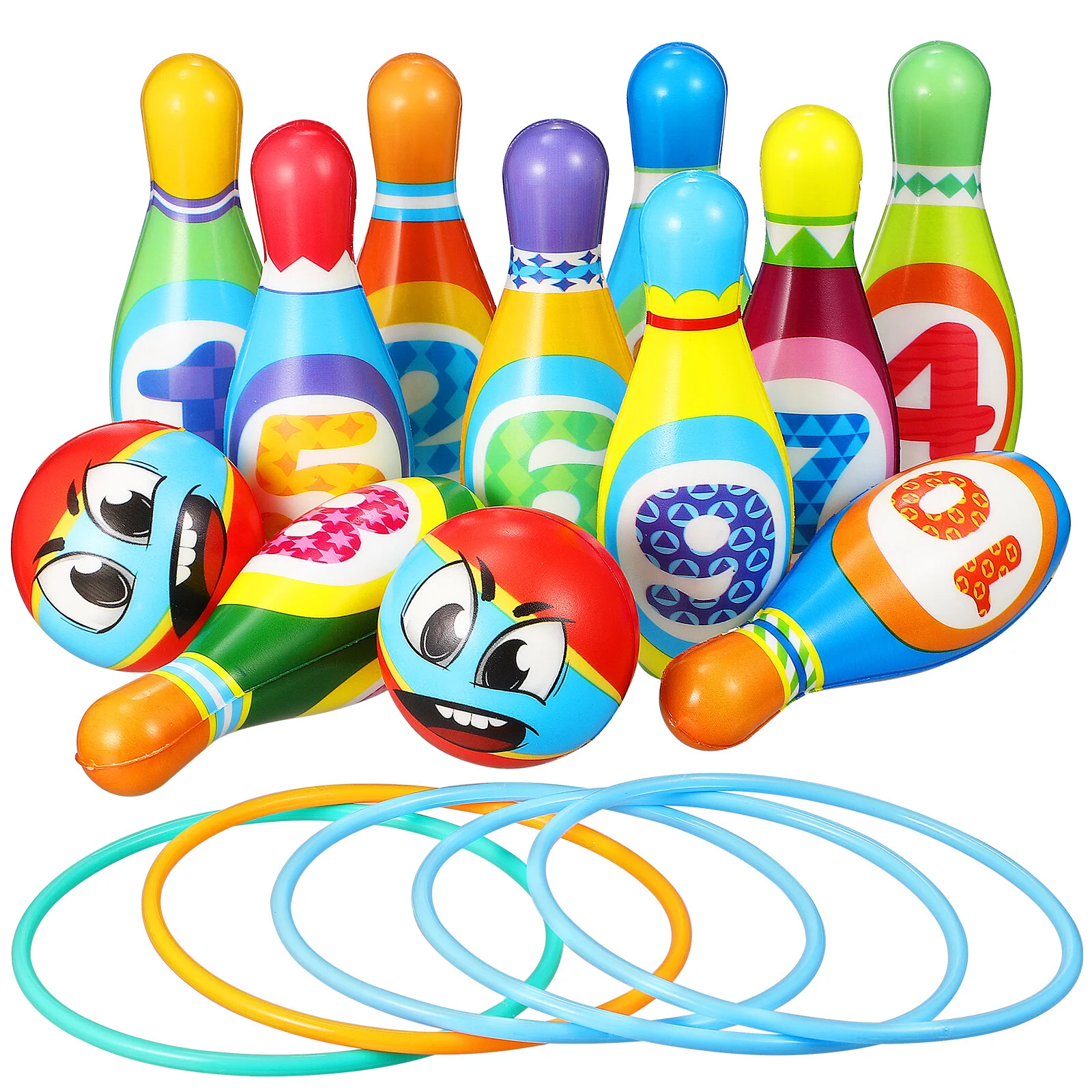 

1 Set Funny Bowling Toys Kids Bowling Pin Bowling Balls Toss Game Rings Educational Toy