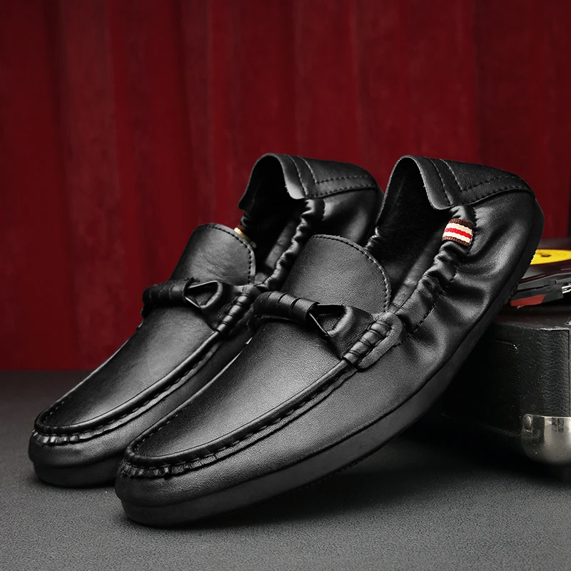 

Popular Leather Shoes For Men Non-Slip Loafers Shoes Mens Brand Fashion Driving Moccasins Man Popular Casual Shoes Adult