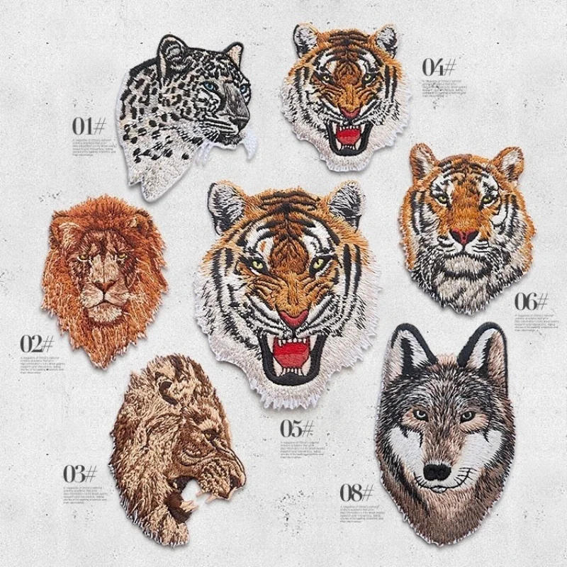 

Animal Tiger Leopard Embroidery Patches Ironing Applications for Military Army Stripes Clothes Iron on Clothing Applique Sticker