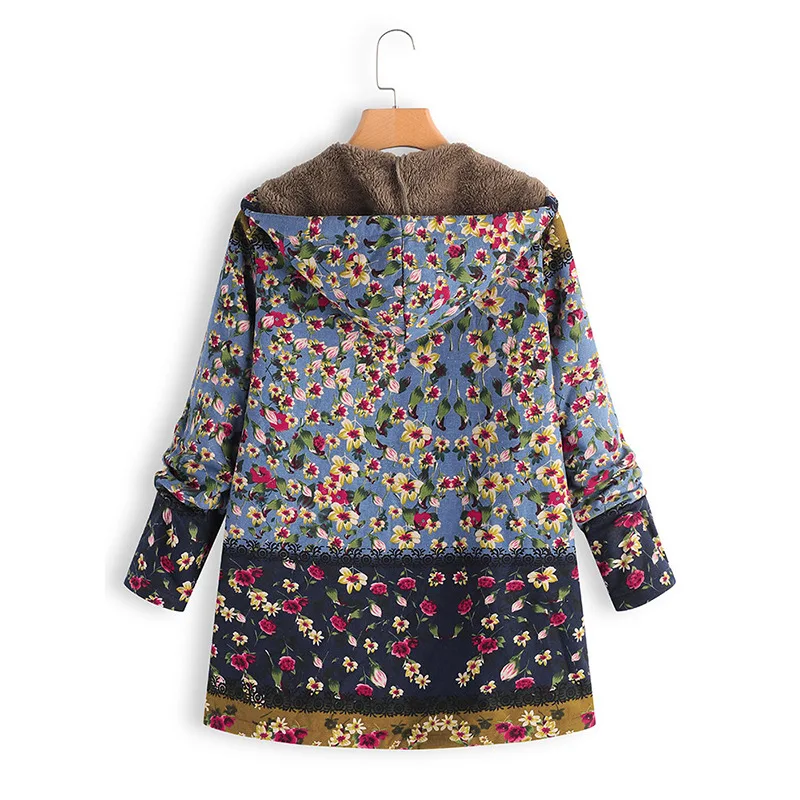 S-5XL Women's Parka Autumn Winter Coat Hooded Jacket Plus Size Mid-length Printed Padded Jacket Loose Leisure Fashion New
