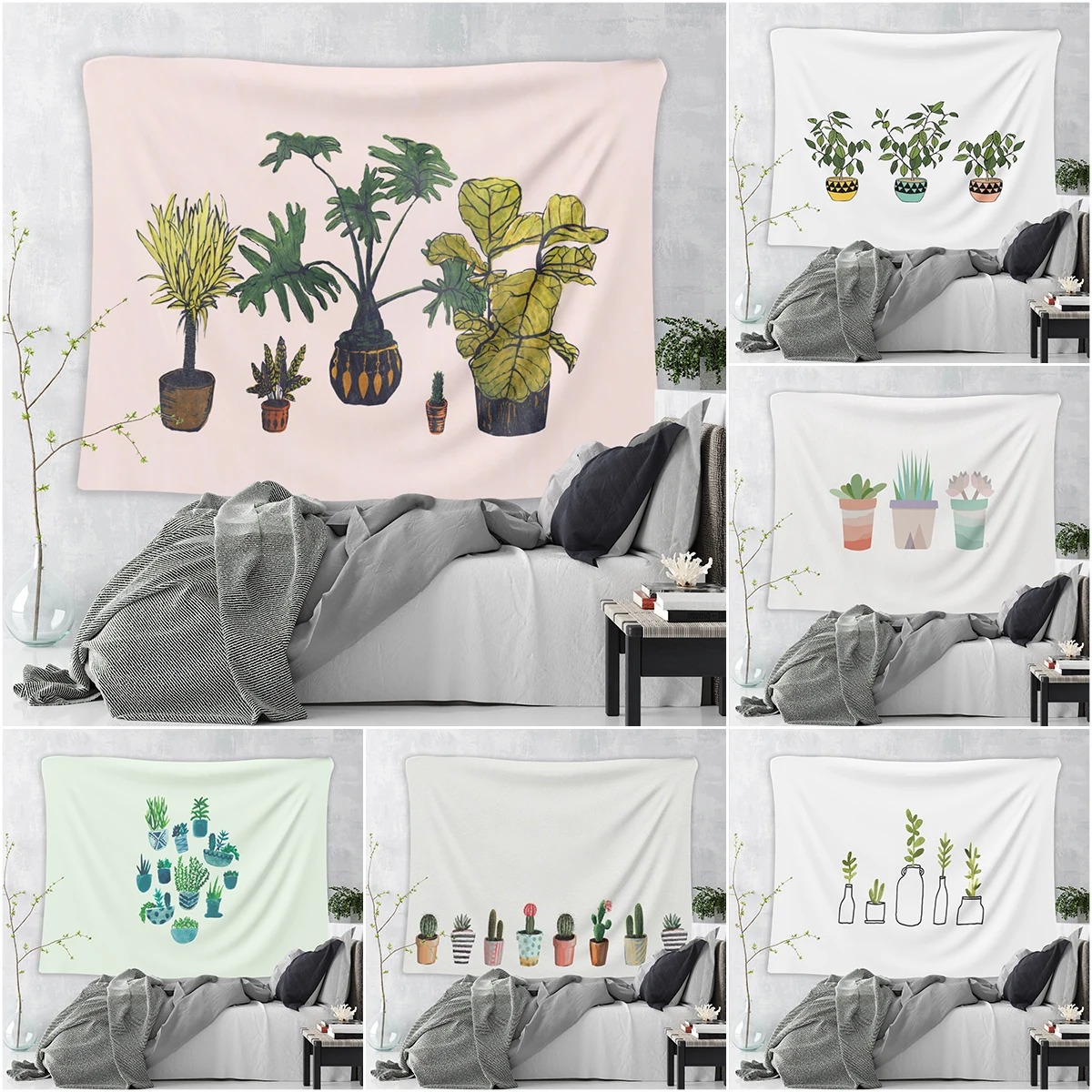 

Potted Plants Daily Decorative Tapestry for Bedroom Living Room Dorm