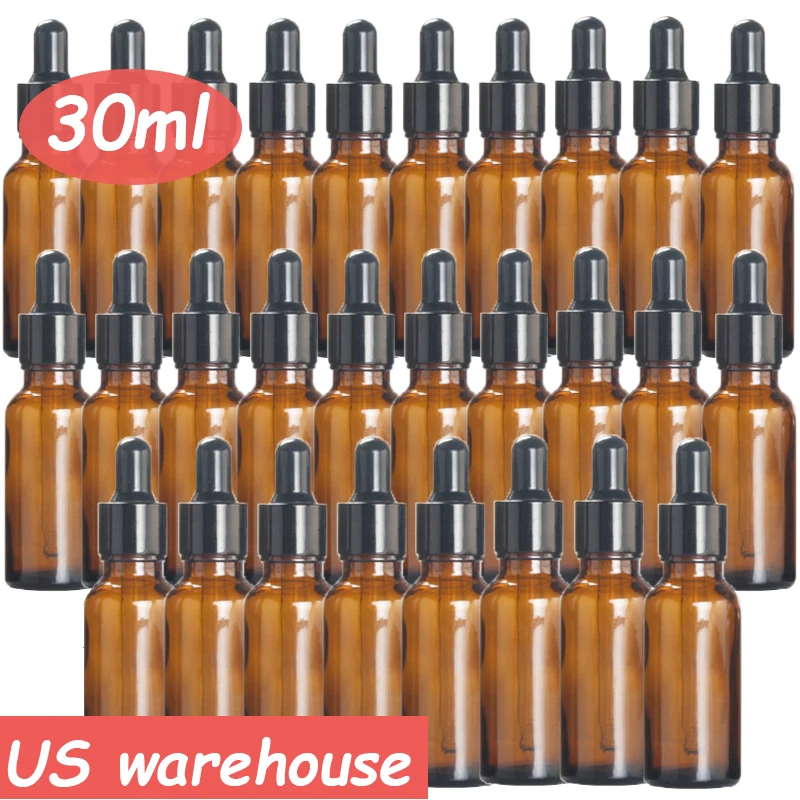 

14/28pcs 30ml Essential Oil Glass Aromatherapy Liquid Brown Drop Empty Dropper Bottle Massage Pipette Bottles Refillable