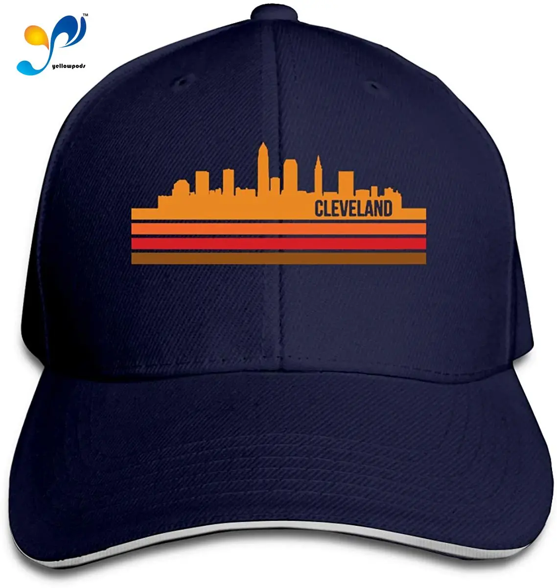 

Retro Style Cleveland Ohio Skyline Men Cotton Classic Baseball Cap Adjustable Size