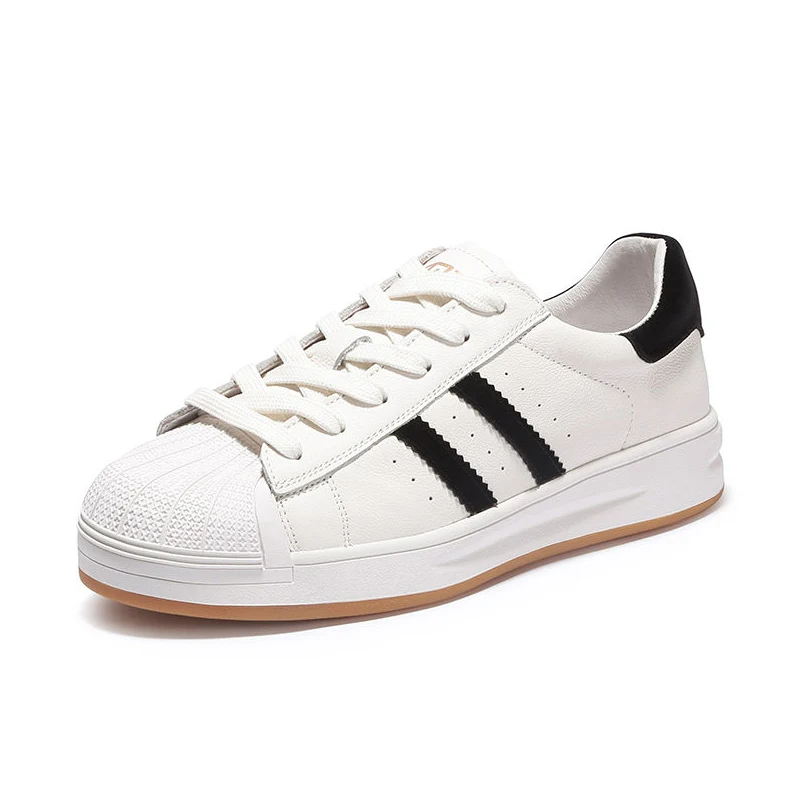 

Goldencamel Women's Shoes 2022 Spring New Thick Soled Korean Version All-match Casual Shoes Shell Toe Leather Small White Shoes