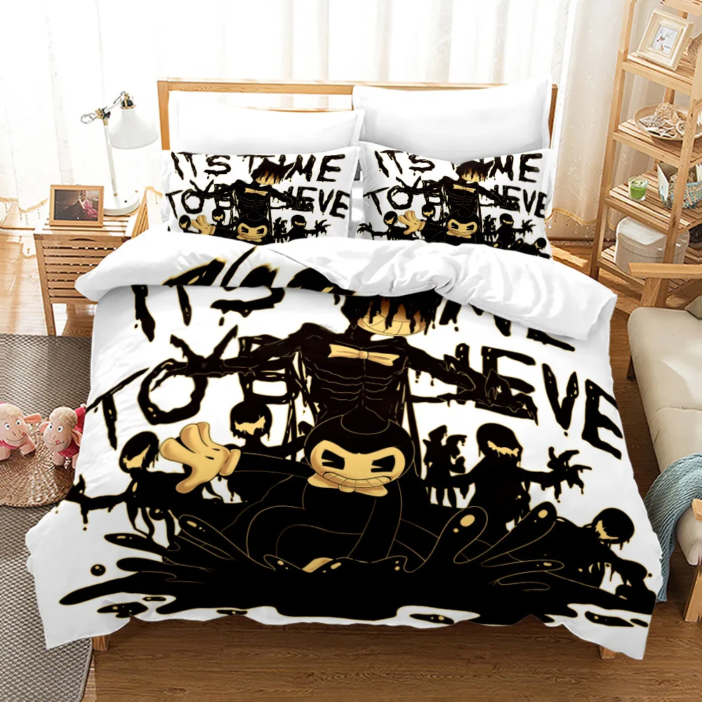 

BENDY Bedding Set Single Twin Full Queen Kawaii BatlM Bed Set Aldult Kid Bedroom Duvetcover Sets 3D Print Anime King Size
