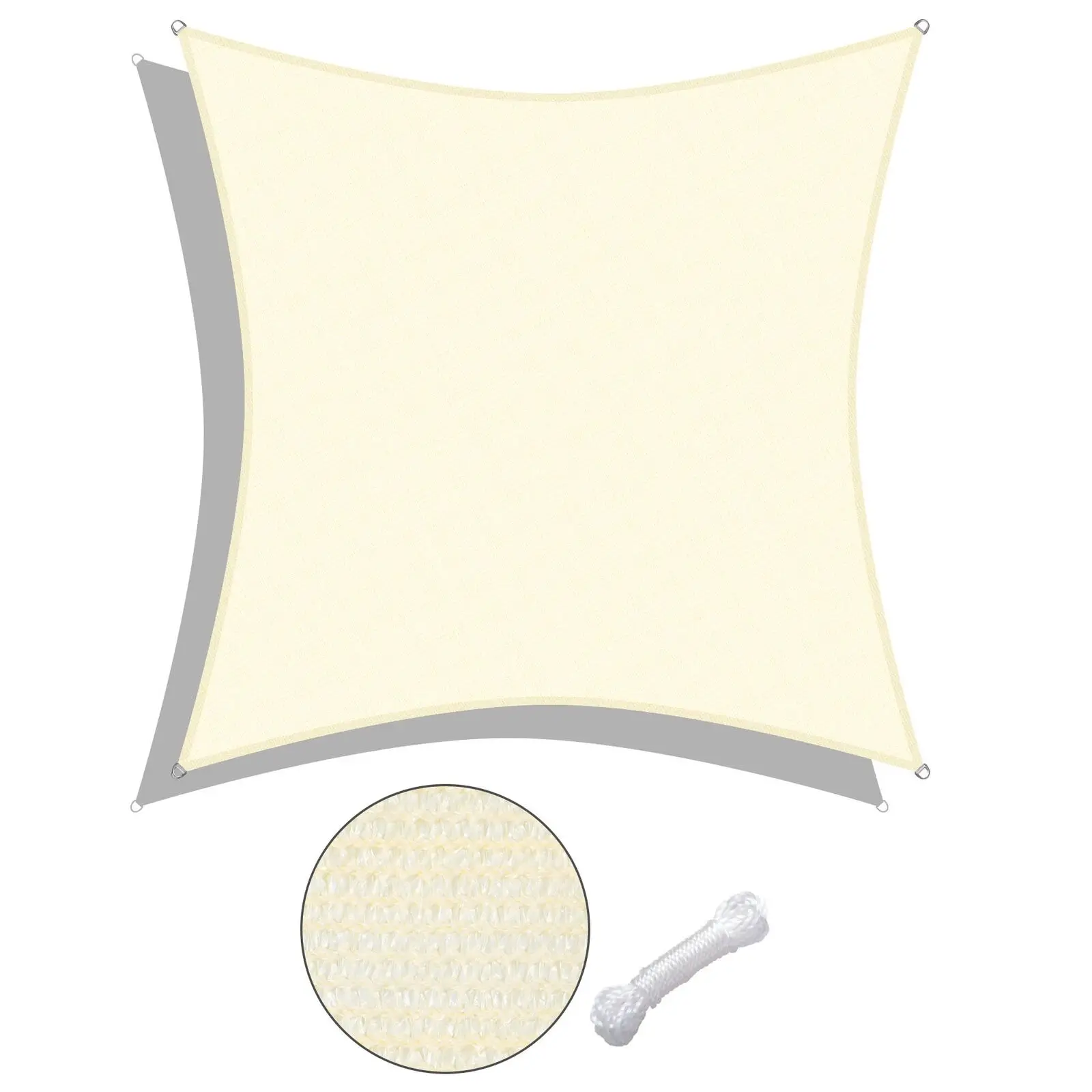 

18'x18' Decorative & Effective Square Sun Shade Sail UV Protection Rice White
