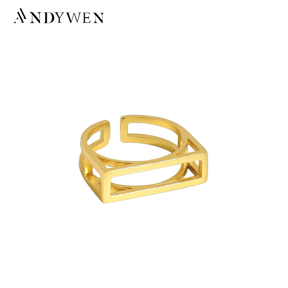

ANDYWEN 925 Sterling Silver 2021 Resizable Rock Punk Geometric Irregular Women Wedding Luxury Plain Jewelry Gift Valentiens