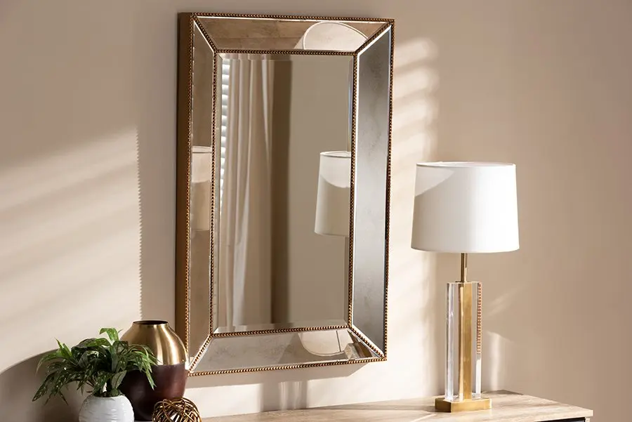 

Modern and Contemporary Antique Gold Finished Rectangular Accent Wall Mirror