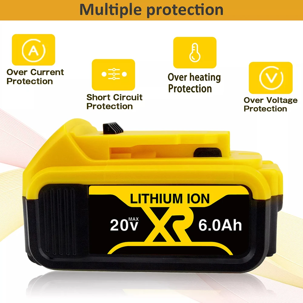 

20V 6Ah 8Ah 12Ah DCB200 Replacement Li-ion Battery for DeWalt MAX XR DCB205 DCB201 DCB203 power tool Batteries