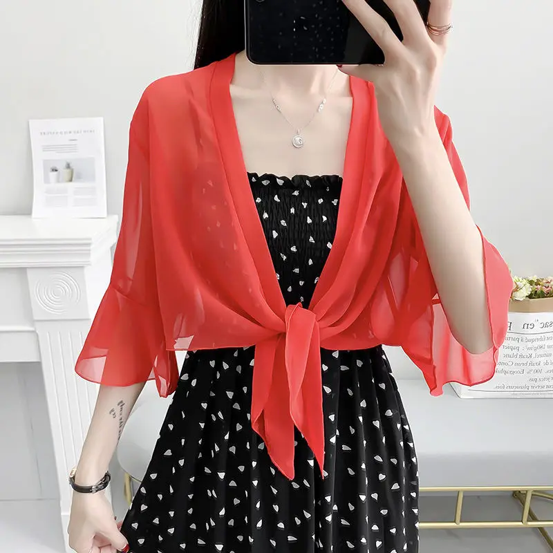 

Women Thin Coat Casual Chiffon Summer Sun Protection Clothes Female Cardigan Shirt Clothing Tops Blouse Woman Covers Blusa E27