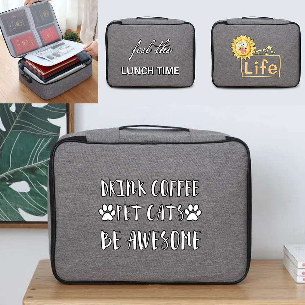 Document Organizer Folder Handbag Food Print Men Business Privacy Stuff Large Lockable Storage File Lockbox Travel Home Passport