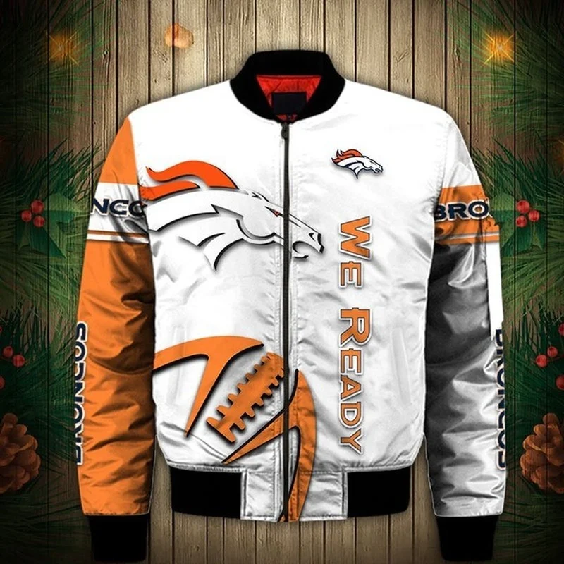 

Denver Men Winter Jacket Coat Fashion Stitching Broncos 3D Digital Print Baseball Uniform Football Zipper Bomber Jackets