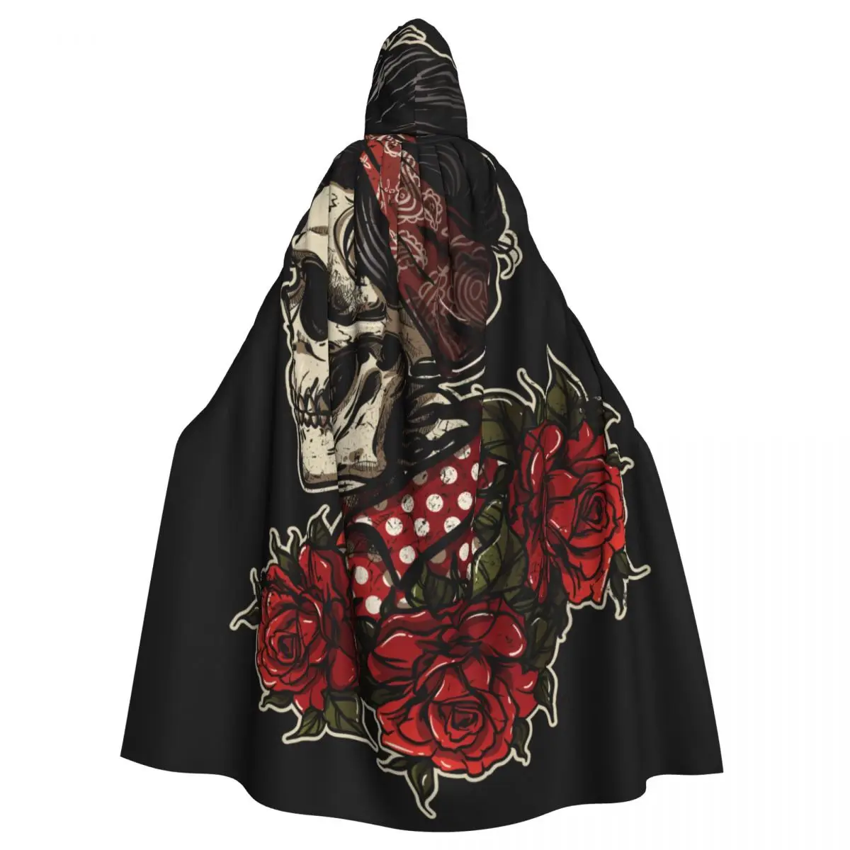 

Unisex Witch Party Reversible Hooded Adult Vampires Cape Cloak Woman Skull