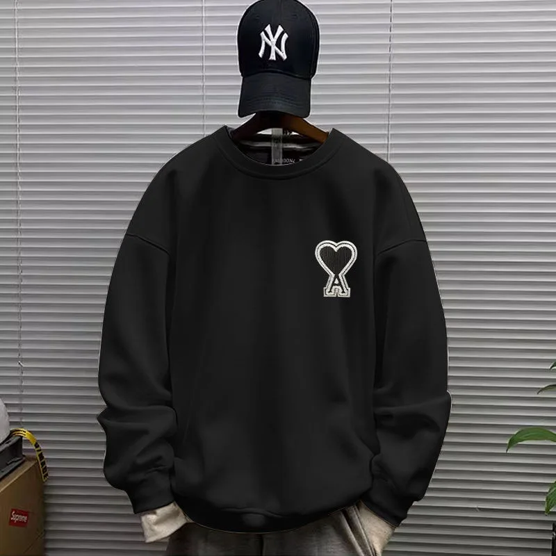 

2023 New Sweater Men's Autumn Long Sleeve Thickened Embroidery Trendy Brand Men's Pure Cotton Top Versatile and Premium Couples