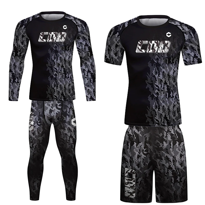 

Мужские компрессионные футболки и штаны для кикбоксинга Bjj Rashguard MMA, спортивный костюм Jiu футболка с надписью Jitsu, леггинсы для бега, комплект ...