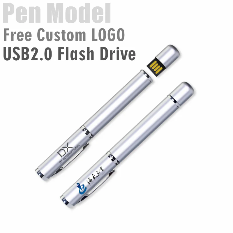 

2023 New Free Custom Company LOGO Metal Signature Pen Model USB2.0 Flash Drive 2GB 4GB 8GB 16GB 32GB 64GB 128GB Memory Stick