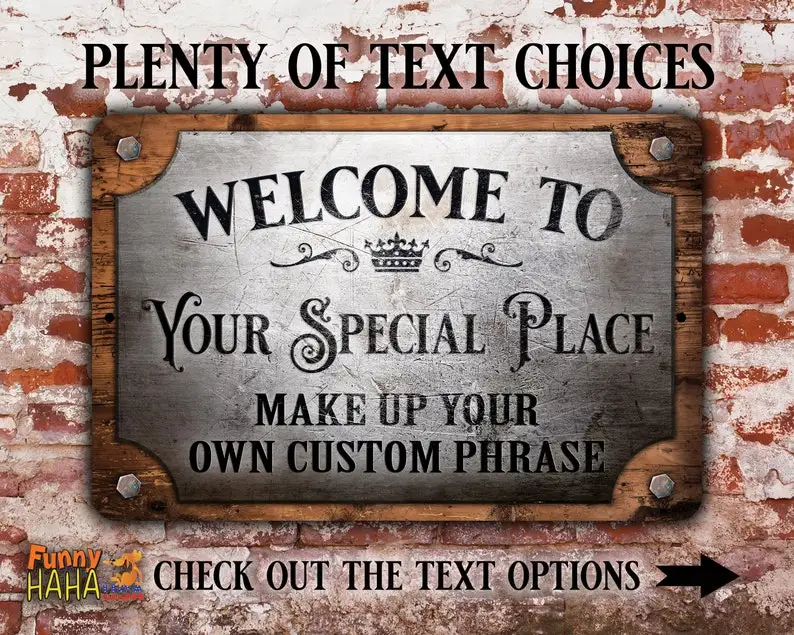 

Personalized Steel and Wood Look Vintage Sign