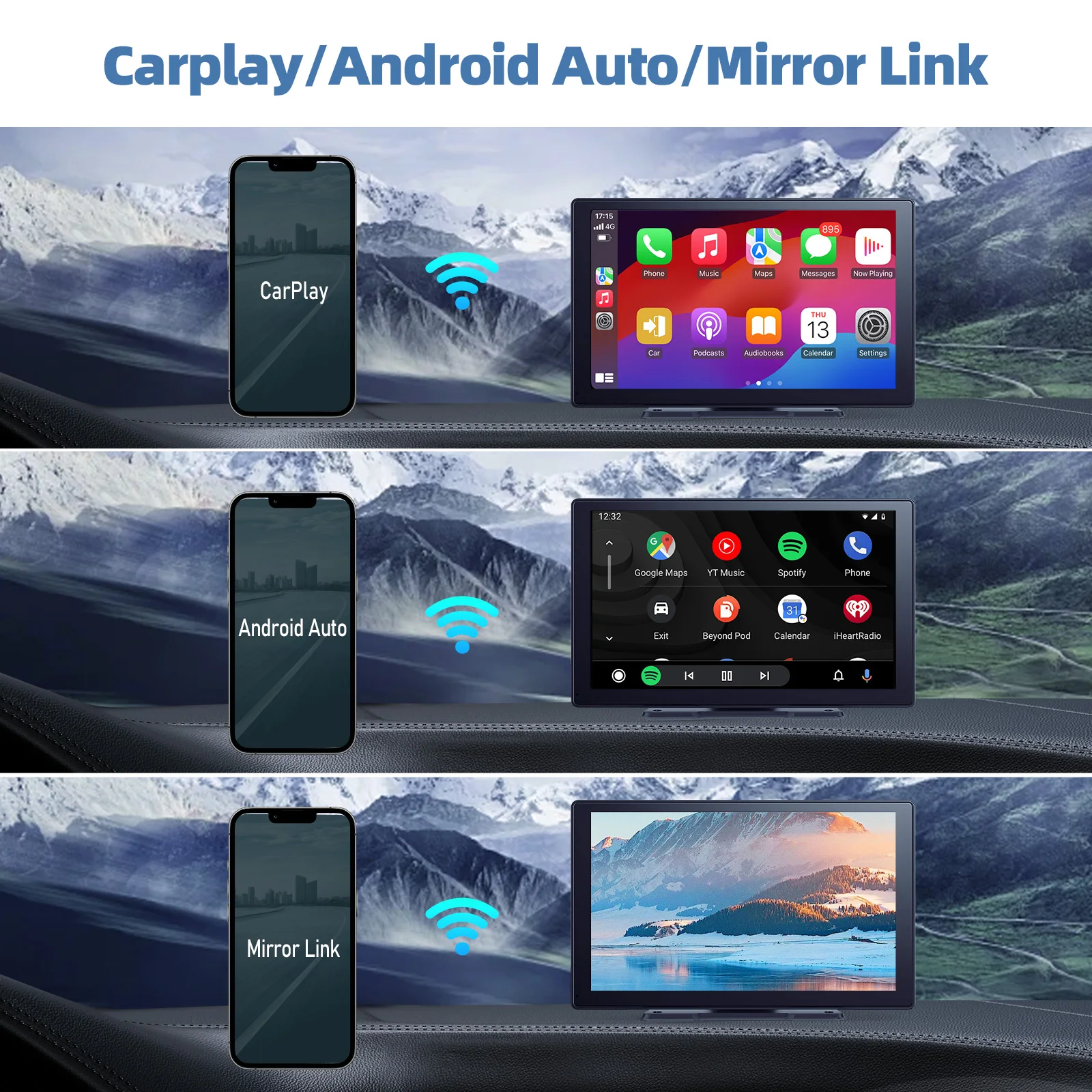 Pionray Универсальный 9-дюймовый 2-диночный автомобильный радиоприемник Android 12 Мультимедийный плеер Carplay Android Auto Bluetooth GPS-навигация Задняя камера (art.: 3920cf0add5ea) - 3920cf0add5ea