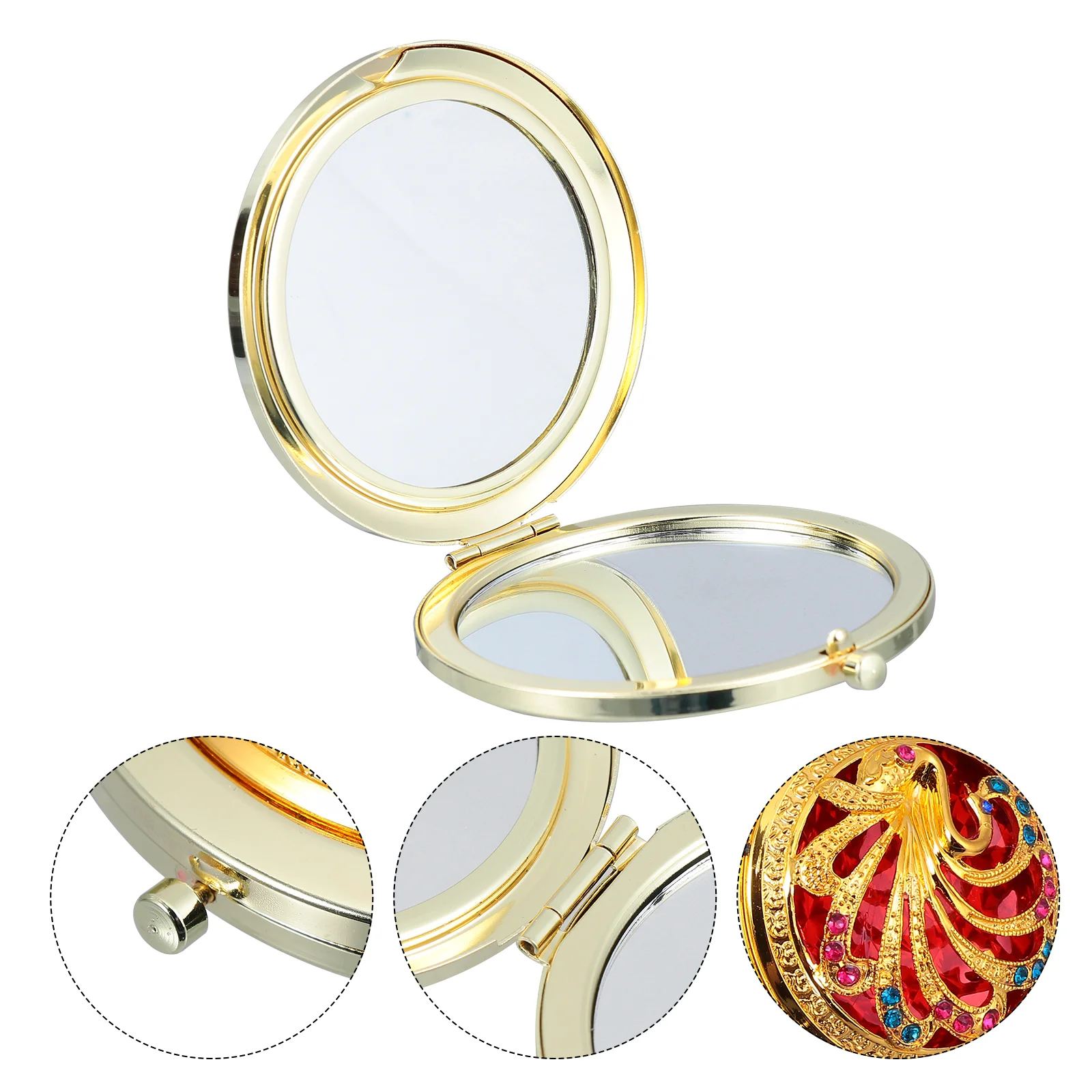

Mirror Compact Makeuppocketpurse Mirrors Facevintage Handheld Style Retro Folding Mini Vanity Round Silver Engraved Travel