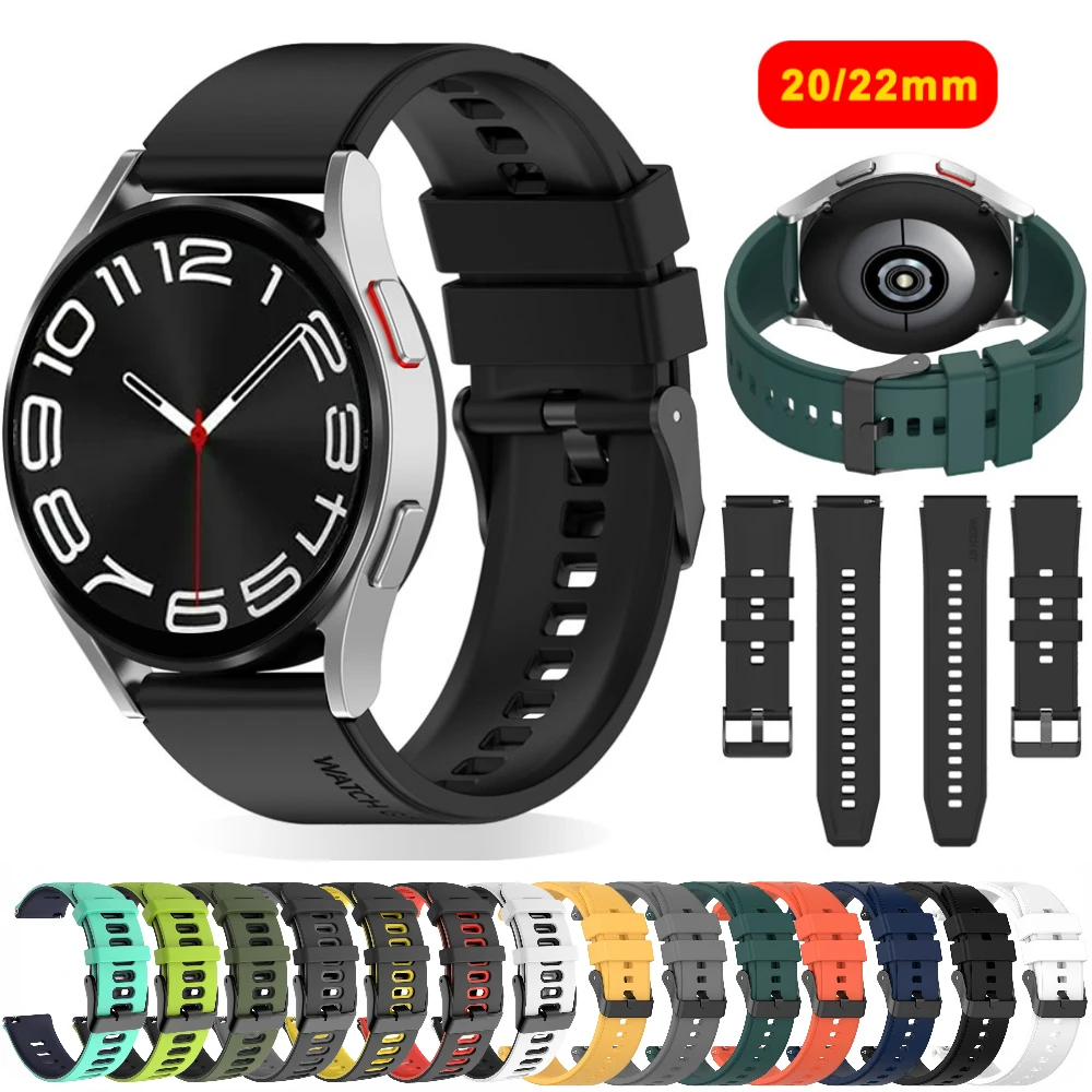 22mm 20mm Silicone Band For Samsung Galaxy Watch 4/5/6 44mm 40mm/Classic/Pro 45mm Bracelet Samsung Watch 47mm 43mm 42 46mm Strap