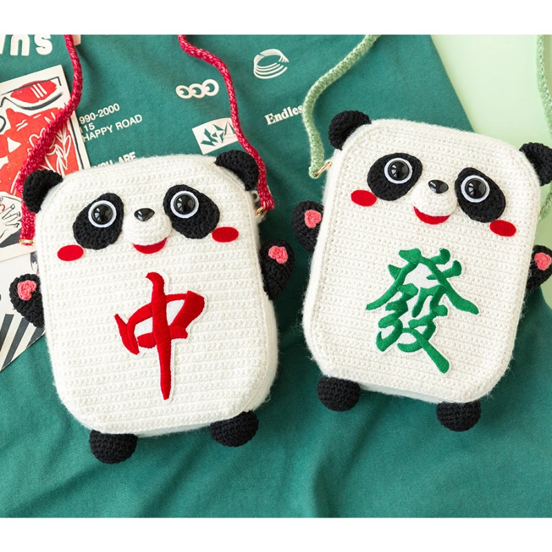 

Susan's Family Crochet DIY Bag Knitting Kit for Beginners Panda Mahjong Crochet Bag Includes Tools and Materials for Handmade